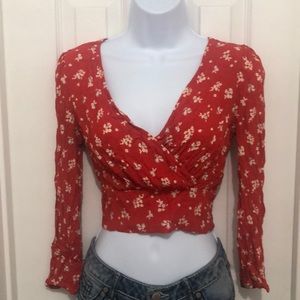 Forever 21 red flower Crop top